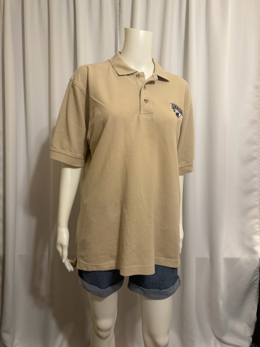 Vantage Air Force Falcons Polo Shirt Men's Medium Tan Cotton Embroidered NCAA